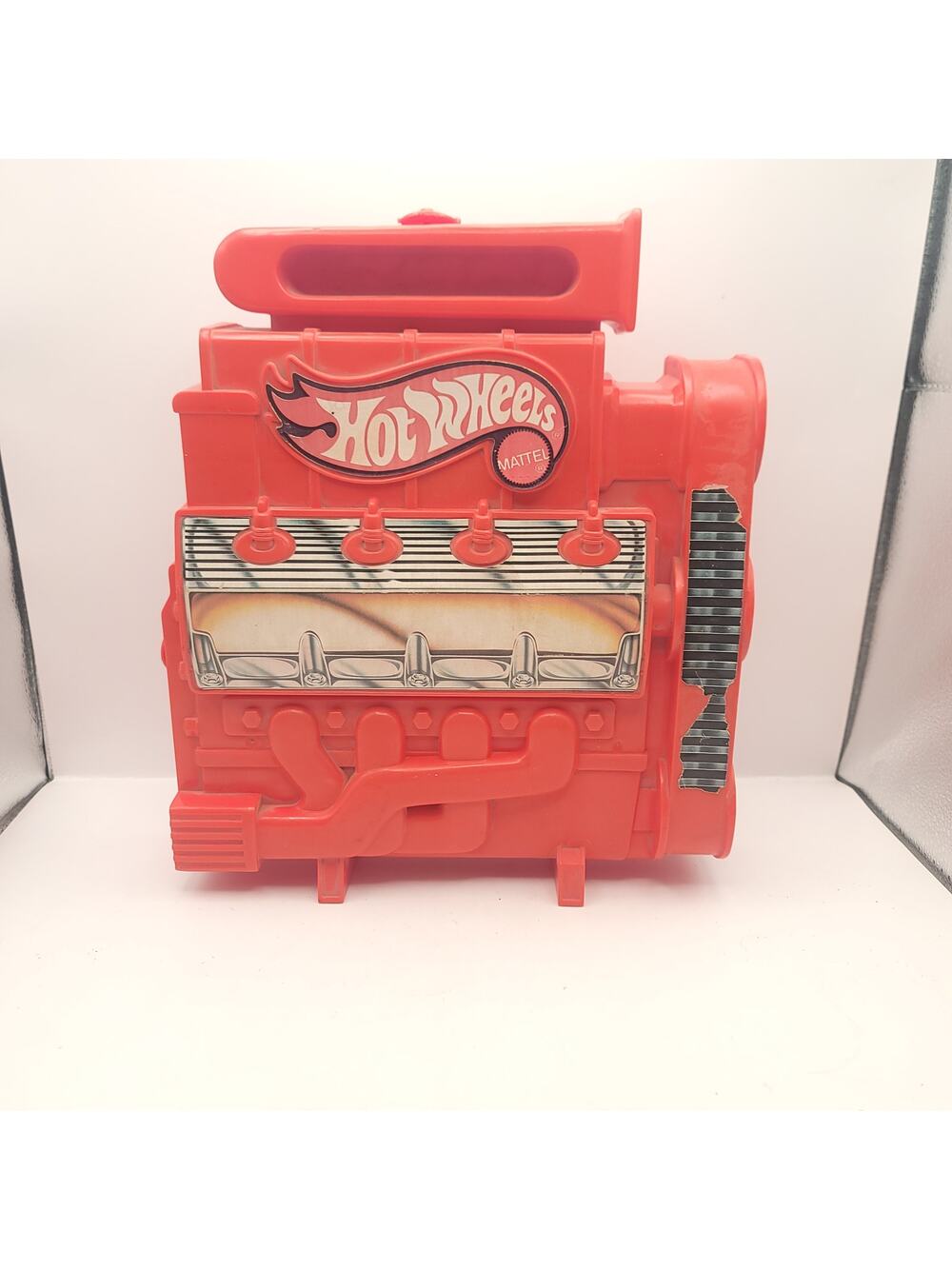 Hot Wheels Engine Car Case Plastic Storage Mattel Red